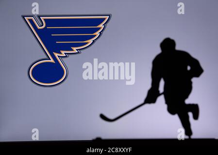 NHL Hockey Concept photo. silhouette of profesiional NHL hockey player Stock Photo