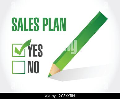Yes to sales plan check mark illustration design over a white background Stock Vector
