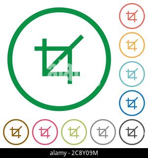 Crop tool flat color icons in round outlines Stock Vector
