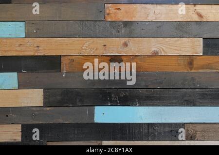 Wood planks with screws and nails texture. Wooden beach way