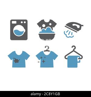 icons, laundry, iron, machine, service, washing, cleaning, dry, pictogram, glyph, icon, ironing, steam, blouse, hanger, hand, t-shirt, t shirt, black, Stock Vector