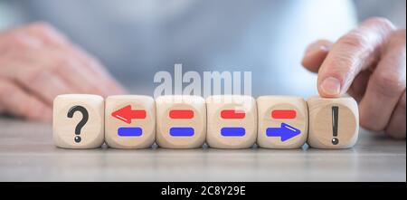 Problem solution concept on wooden cubes Stock Photo