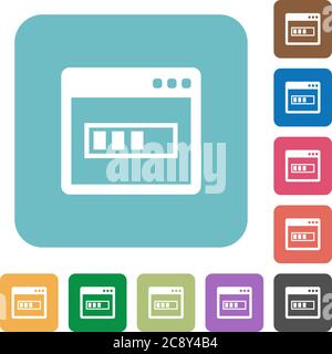 Application installing flat icons on color rounded square backgrounds Stock Vector
