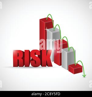 Risk red business graph illustration design over a white background Stock Vector