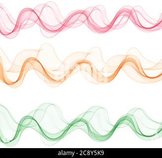Set of abstract colored waves. Red, pink, blue waves Stock Vector