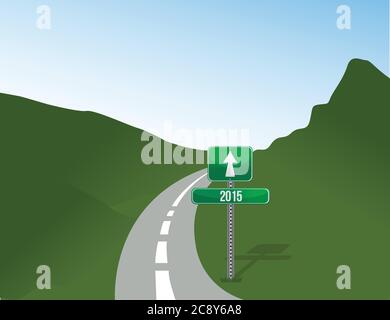 Year 2015 road illustration design over a landscape background Stock Vector