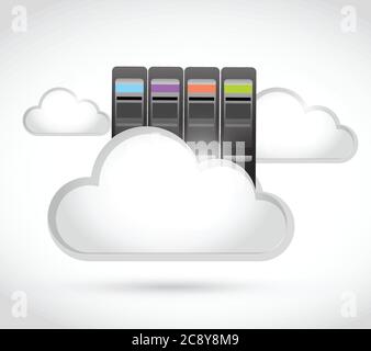 White clouds and storage towers illustration design over a white background Stock Vector