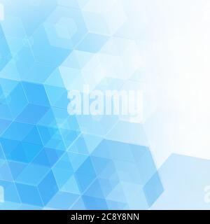Abstract background of hexagonal geometric shapes in blue, diamonds Stock Vector