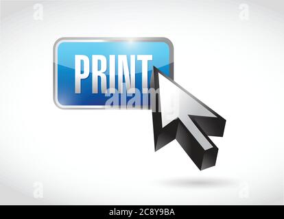 Print blue button icon illustration design over a white background Stock Vector
