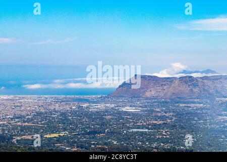 False Bay and Muinzenberg, Claremont and Newlands in Cape Town. Panorama view. Stock Photo