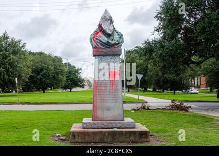 New Orleans, Louisiana/USA - 7/25/2020: Vandalized Statue of Confederate General Albert Pike Stock Photo