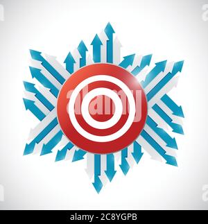 Arrows around a red target. illustration design over a white background Stock Vector