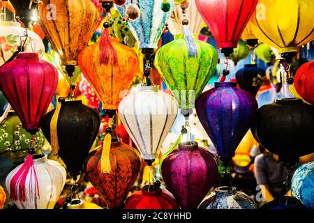 colorful paper lamps for sale at a shop in Hoi An, Vietnam, Southeast Asia Stock Photo