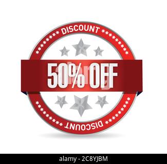 50 percent off seal illustration design over a white background Stock