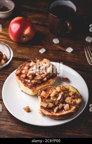 French toasts with caramelized apple Stock Photo