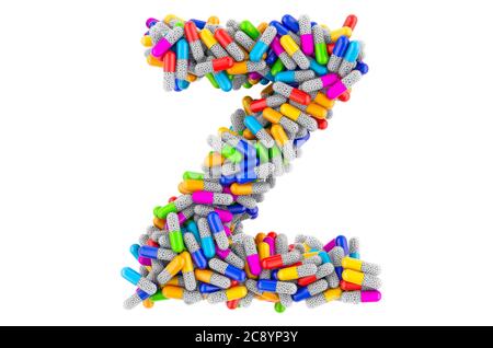 Letter Z from colored capsules. 3D rendering isolated on white background Stock Photo