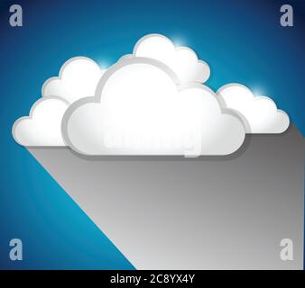 Clouds and gradient shadow. illustration design over a blue background Stock Vector