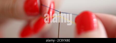 Detailed picture of sewing process Stock Photo