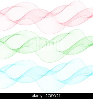 Set of abstract colored waves. Red, green, blue waves Stock Vector