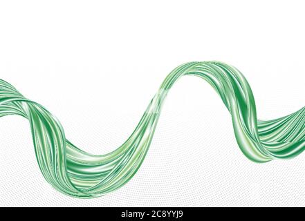 Green abstract bright wave stream. Abstract background. Liquid wave Stock Vector