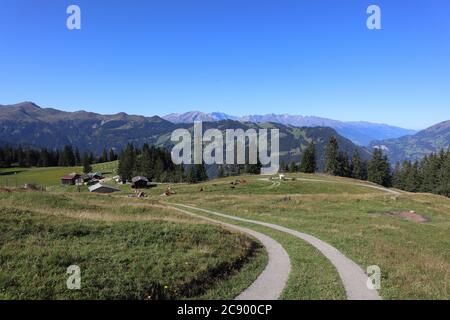 Luzein, Kanton Graubuenden (GR)/ Switzerland - September 21 2019: Mountain hiking tour in area Praettigau, Graubuenden Stock Photo