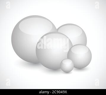 Set of white spheres illustration design over a white background Stock Vector