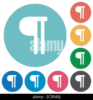 Text paragraph white flat icons on color rounded square backgrounds Stock Vector
