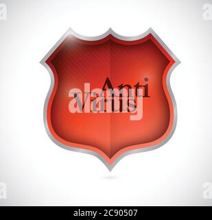 Anti virus red shield illustration design over a white background Stock Vector