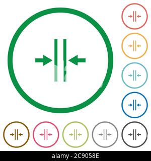 Adjust text column gutter flat color icons in round outlines Stock Vector