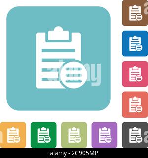 Note options white flat icons on color rounded square backgrounds Stock Vector