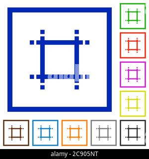 Adjust canvas size flat color icons in square frames Stock Vector