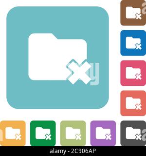 Folder cancel white flat icons on color rounded square backgrounds Stock Vector