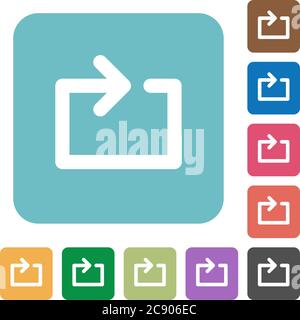 Media loop white flat icons on color rounded square backgrounds Stock Vector