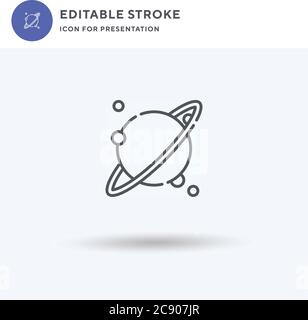 Saturn icon vector, filled flat sign, solid pictogram isolated on white, logo illustration. Saturn icon for presentation. Stock Vector