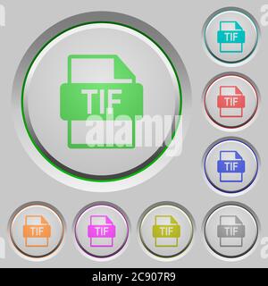 TIF file format color icons on sunk push buttons Stock Vector