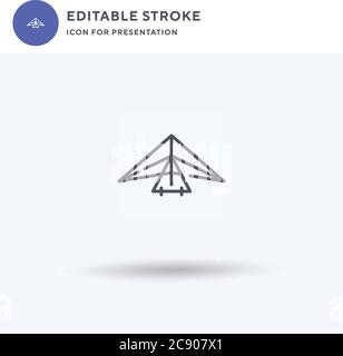 Hang Glider icon vector, filled flat sign, solid pictogram isolated on white, logo illustration. Hang Glider icon for presentation. Stock Vector