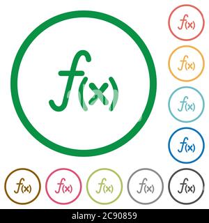 Function flat color icons in round outlines Stock Vector