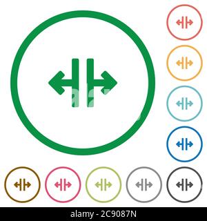 Vertical split flat color icons in round outlines Stock Vector