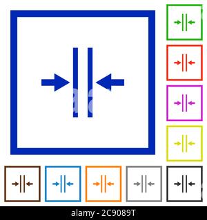 Adjust text column gutter flat color icons in square frames Stock Vector