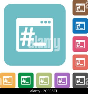 OS root terminal white flat icons on color rounded square backgrounds Stock Vector