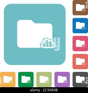 Cloud folder white flat icons on color rounded square backgrounds Stock Vector