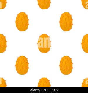 Illustration on theme big colored seamless kiwano, bright fruit pattern for seal. Fruit pattern consisting of beautiful seamless repeat kiwano. Simple Stock Vector