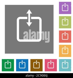 Adjust item height flat icons on simple color square background. Stock Vector