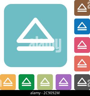 Media eject white flat icons on color rounded square backgrounds Stock Vector