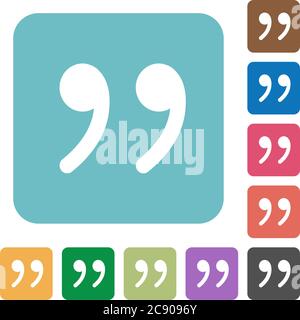 Quotation mark white flat icons on color rounded square backgrounds Stock Vector