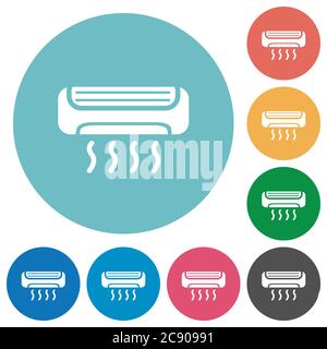 Air conditioner white flat icons on color rounded square backgrounds Stock Vector