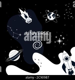 Unending universe - flat design style conceptual illustration Stock Vector