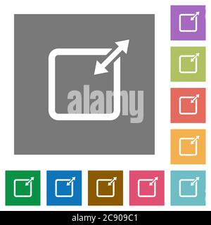 Adjust item size proportionally flat icons on simple color square background. Stock Vector
