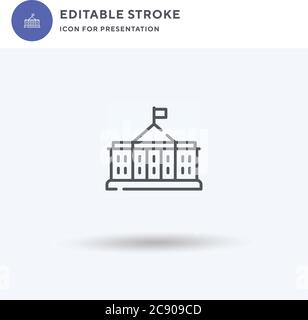 White House icon vector, filled flat sign, solid pictogram isolated on white, logo illustration. White House icon for presentation. Stock Vector