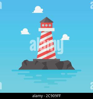 Lighthouse in flat style. Vector illustration Stock Vector